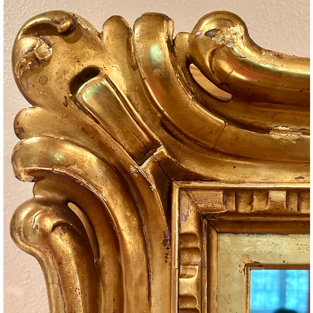 Venetian Sansovino Palatial Early Baroque Style Carved Giltwood Mirror. For Sale - Image 9 of 12