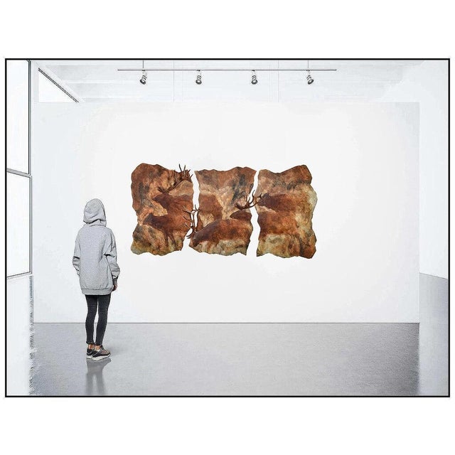 The artwork here, "Elk Triptych", is a wonderful depiction of an elk herd, that is saturated with acute detail and vibrant...
