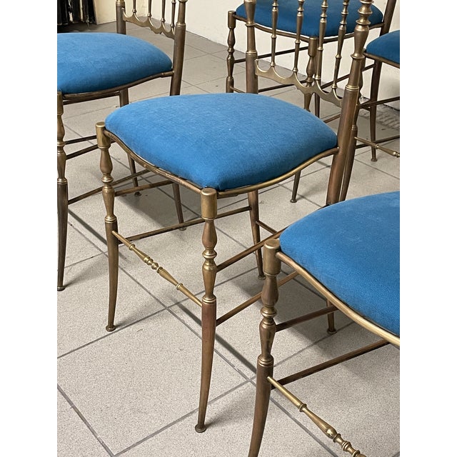 Chiavarine Chairs in Brass and Fabric, 1950s, Set of 6 For Sale - Image 15 of 18