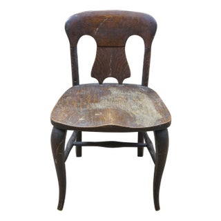 Antique Victorian Quartersawn Oak Child Doll Sized Desk Dining Chair 25" For Sale