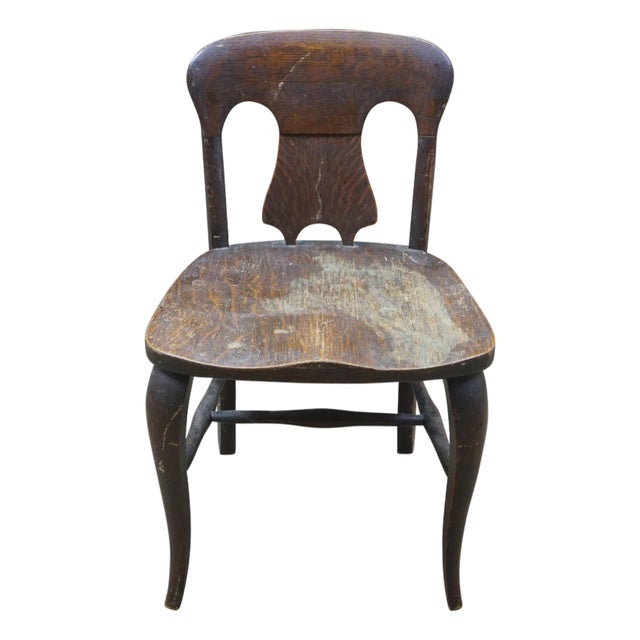 Antique Victorian Quartersawn Oak Child Doll Sized Desk Dining Chair 25" For Sale