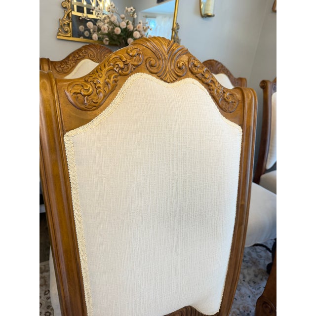 Set of 6 European Barley Twist Carved Upholstered Dining Chairs, Late 20th Century For Sale - Image 12 of 12
