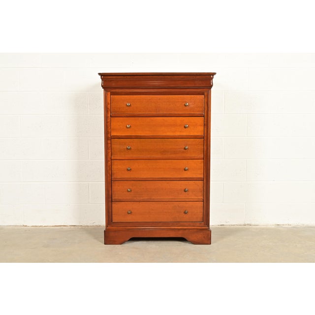 Grange French Louis Philippe Solid Cherry Wood Highboy Dresser or Chest of Drawers For Sale - Image 14 of 14