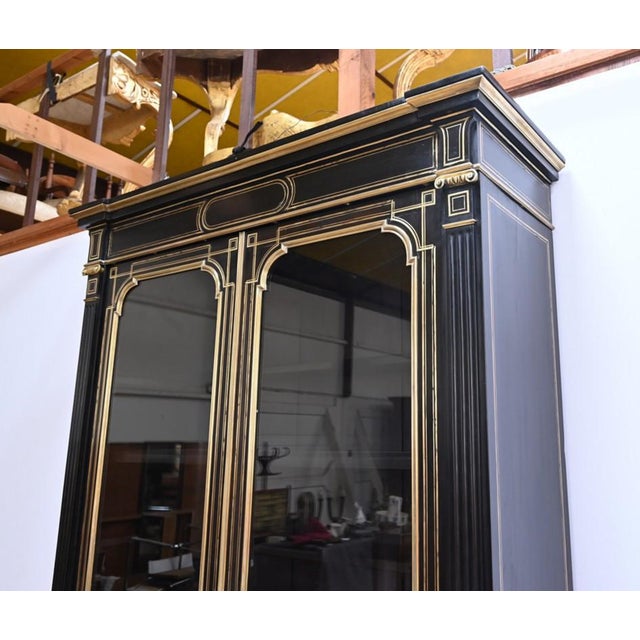Black Large Napoleon III Property Library For Sale - Image 8 of 18