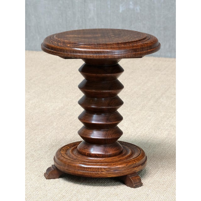 1950s Small Sculptural Side Table in Oak attributed to Charles Dudouyt, France, 1950s For Sale - Image 5 of 8