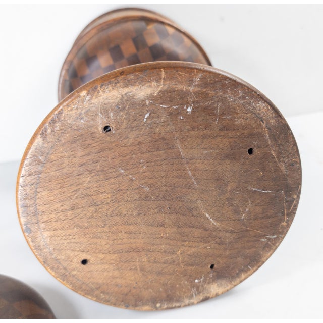 Early 20th Century Folk Art Parquetry Turned Wood Centerpiece Chalice For Sale - Image 18 of 18