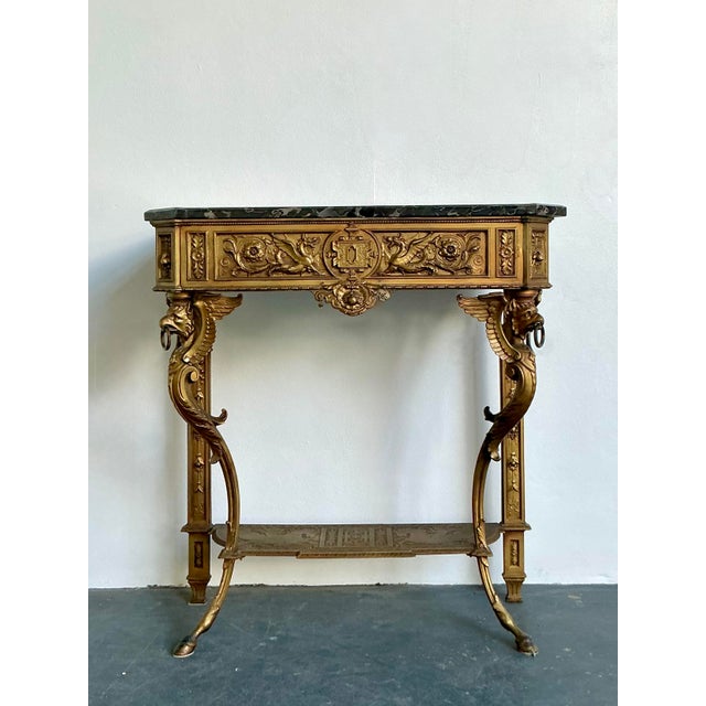 Gold Vintage Regency Zimmerman Gilt Wrought Iron Console For Sale - Image 8 of 10