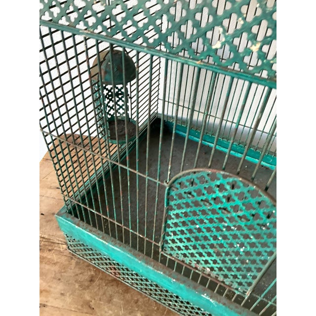 Vintage Boho Punch Cut Metal Bird Cage For Sale In West Palm - Image 6 of 9