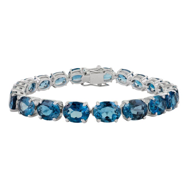 Modernist London Blue Topaz 42.45 CTW Oval Cut Bracelet- Christmas Gifts For Sale