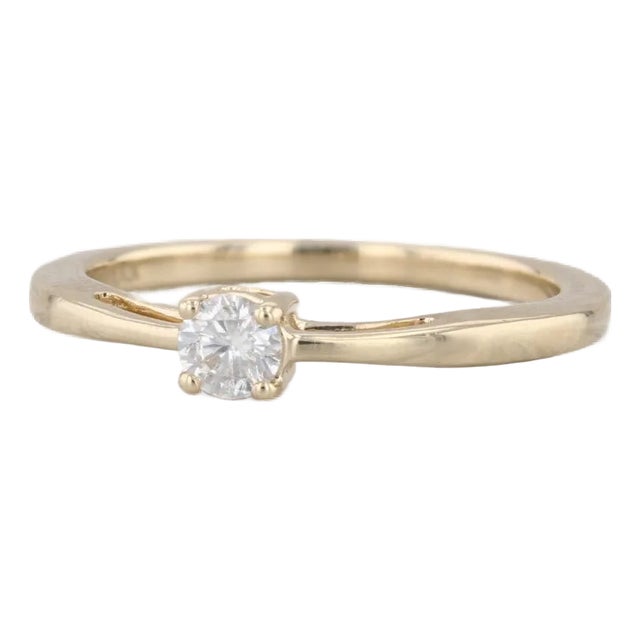 0.16ctw Diamond Solitaire Engagement Ring 14k Yellow Gold Size 6.25 Promise For Sale