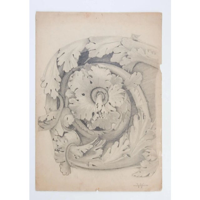 English Antique Architectural Carving Drawing Study For Sale - Image 3 of 4