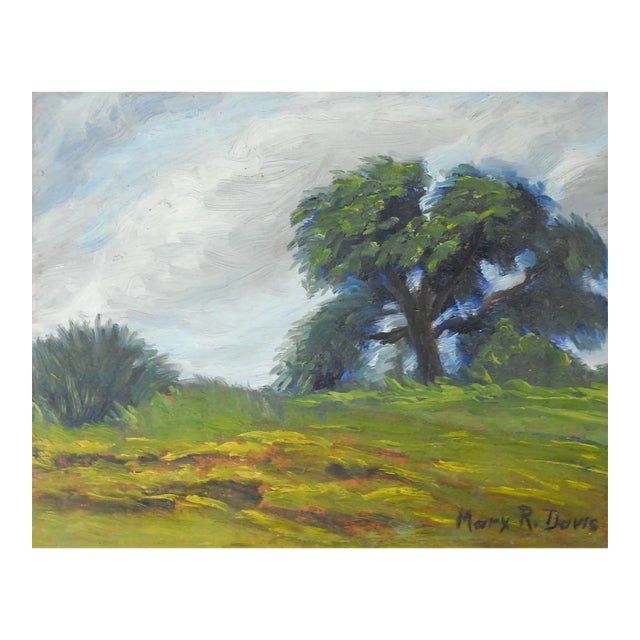 Mid 20th Century Impressionist Landscape Lone Oak Tree Painting For Sale