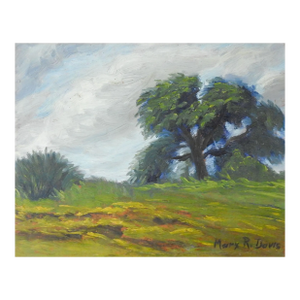 Mid 20th Century Impressionist Landscape Lone Oak Tree Painting