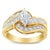 Contemporary 14KT Two-Toned Gold Marquise, Baguette and Round Cut Diamond Bypass Ring (1 cttw, H-I Color, SI1-SI2 Clarity) - Size 7 For Sale - Image 3 of 6