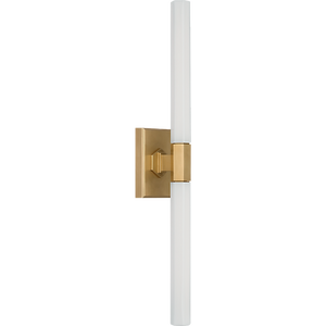 Chapman & Myers for Visual Comfort Signature Hawthorne 20" Double Bath Light in Antique-Burnished Brass with White Glass