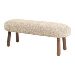 Wooly Bench in Natural Faux Lambswool & Walnut by Object Refinery