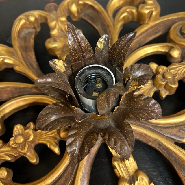 1990s Italian Wooden Ceiling Single Light Fixture For Sale In Dallas - Image 6 of 11