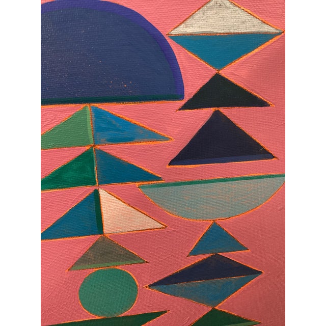 Abstract Geometric Painting, Modern MCM Wall Art, Colorful Shape Composition, Original 8x8 Artwork Title: Axis of Balance...