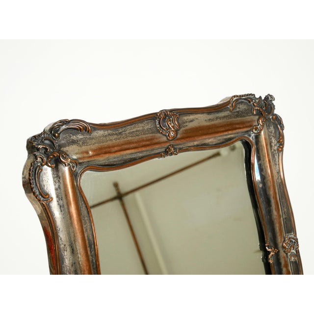 Wooden Table Mirror with Silver-Plated Frame, 1930s For Sale - Image 6 of 18