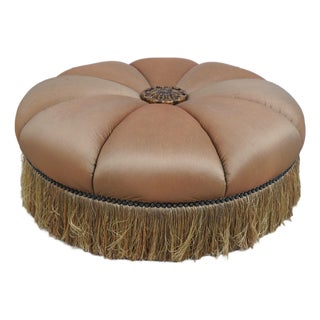 Marge Carson Large Round Upholstered ‘Puff’ Ottoman For Sale
