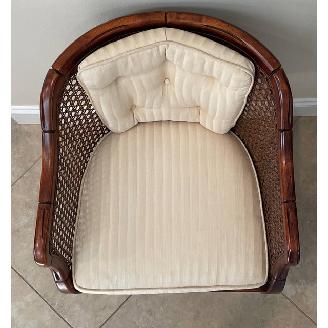 Vintage MidCentury Faux Bamboo Cane Barrel Back Armchair Chairish