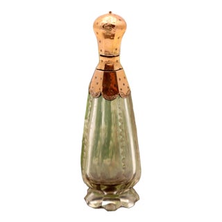 Glass Perfume Bottle with Embossed Gold Cap For Sale