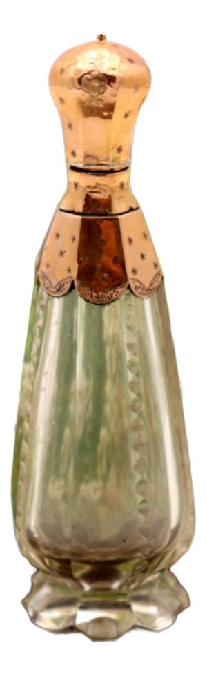Glass Perfume Bottle with Embossed Gold Cap