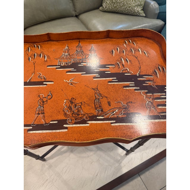 Hand Painted Chinoiserie Tray Table For Sale - Image 13 of 16