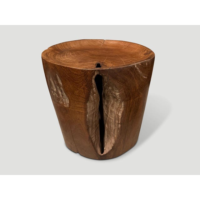 Contemporary Andrianna Shamaris Sculptural Teak Wood Tray Side Table For Sale - Image 3 of 5