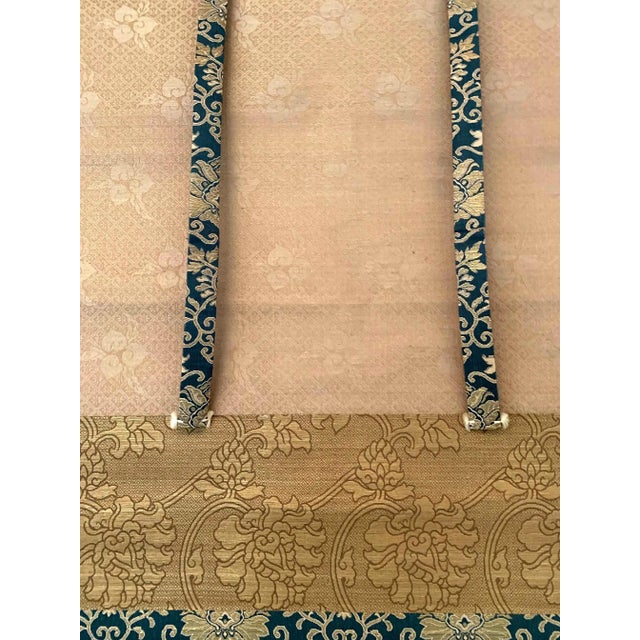 Large Antique Zen Japanese Ink Scroll After Sesson Shukei For Sale - Image 10 of 13
