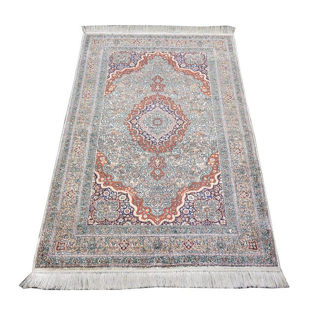 White Vintage Sino-Persian Hereke Silk 3x5 White Ivory, Red & Purple Handmade Area Rug #1144265 For Sale - Image 8 of 16