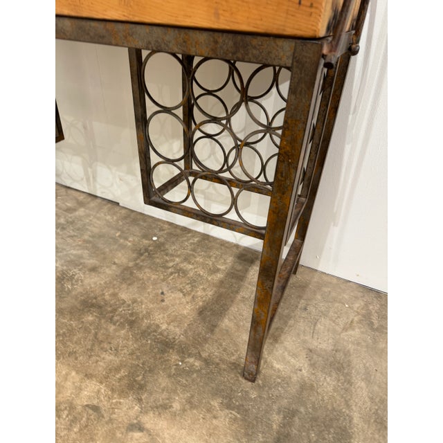Rustic Iron Wine Bakers Pot Rack Butcher Block For Sale In Greensboro - Image 6 of 9