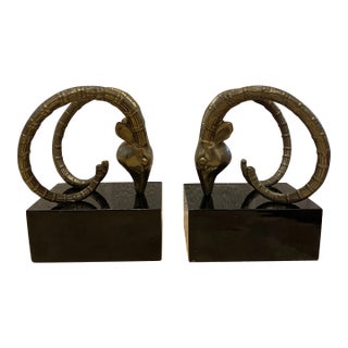 Vintage Brass Antelope Bookends For Sale