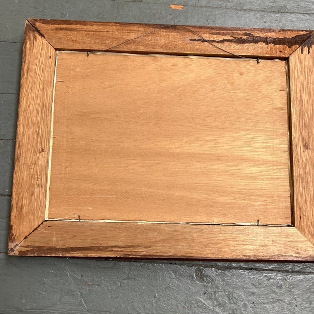 1950’s Original Post Impressionist Winter Landscape Painting Vintage Carved Wood Frame For Sale - Image 4 of 4