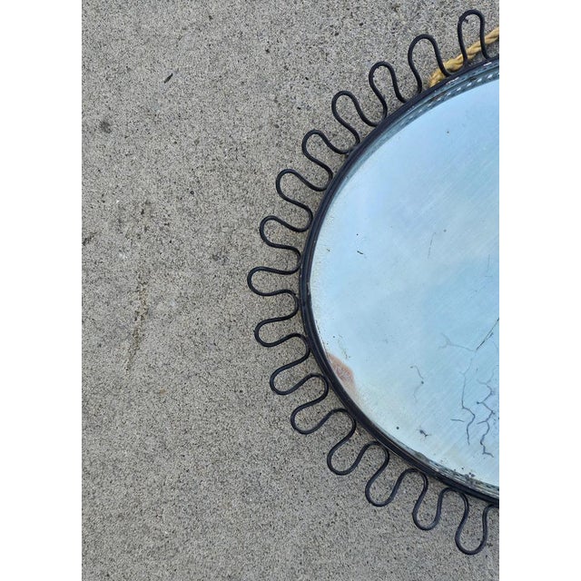 Josef Frank Mid-Century Modern Oval Sunburst Mirror attributed to Josef Frank, West Germany, 1960s For Sale - Image 4 of 6