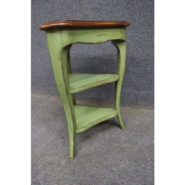 Baker Furniture Company Baker Painted Corner Side Table With Cherry Top For Sale - Image 4 of 12