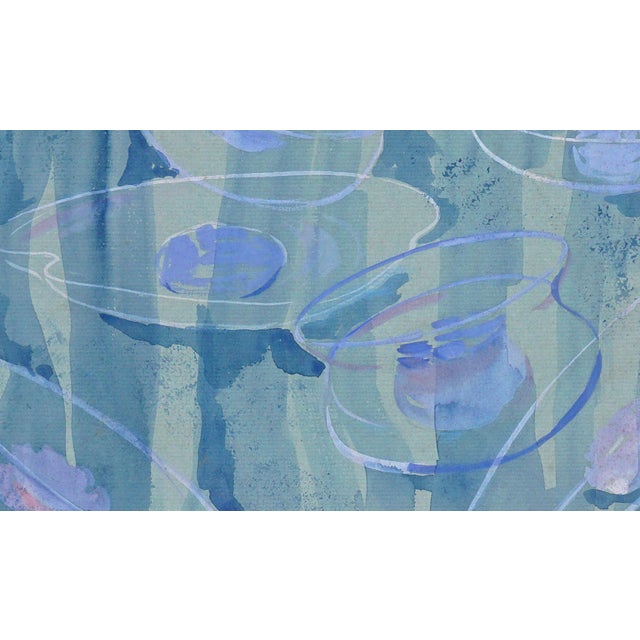 Abstract Mid Century Abstracted Watercolor "Jelly Fish in the Red Sea" by Bobbi Merill For Sale - Image 3 of 6