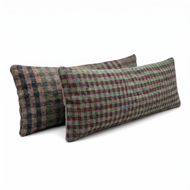 Mid-Century Modern Turkish Oushak Bedding Kilim Pillow Cover 16'' X 47'' - Set of Two For Sale - Image 3 of 4