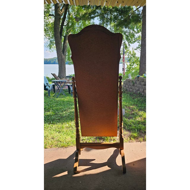 Mid-Century Modern Vintage Ethan Allen Heirloom Nutmeg Maple Colonial Cheval Swivel Floor Mirror - Model 10-5060 For Sale - Image 3 of 7