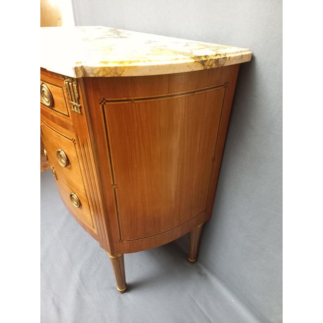 Brown Louis XVI Marquetry Half-Moon Commode, 1890s For Sale - Image 8 of 11