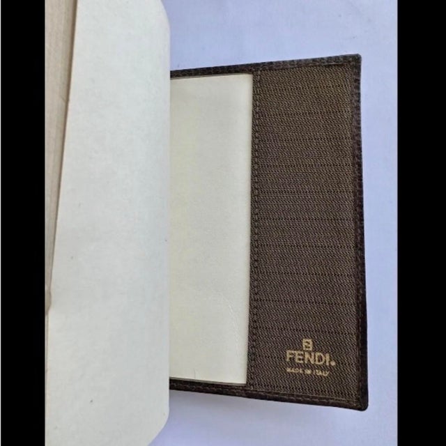 Coffee Vintage 90s Fendi Roma Pensieri Thoughts Journal Diary Notebook Ostrich Leather For Sale - Image 8 of 12