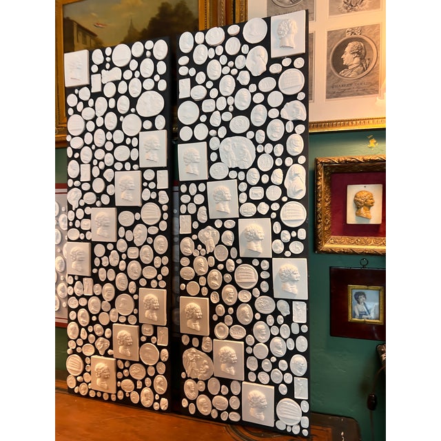 Grand Tour Large Pair of Grand Tour Revival Classical Intaglio and Cameo Casts & Wood Panels For Sale - Image 3 of 15