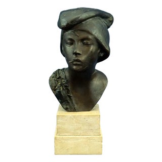 19th Century Bronze Bust Sculpture of Child by Achille d'Orsi, Italy For Sale