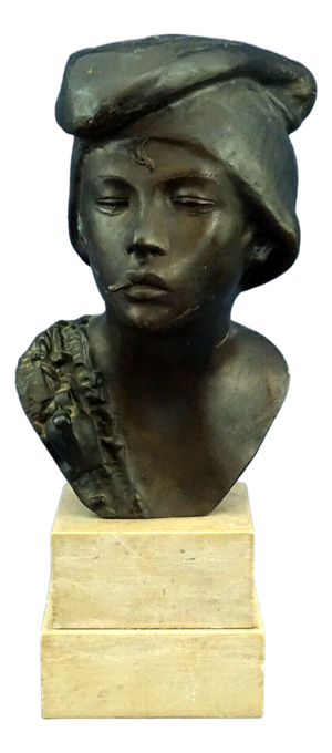 19th Century Bronze Bust Sculpture of Child by Achille d'Orsi, Italy