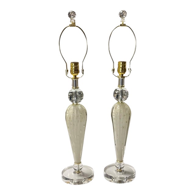 1960s Mid-Century Modern Exquiste Venetian Glass Lamp - a Pair For Sale
