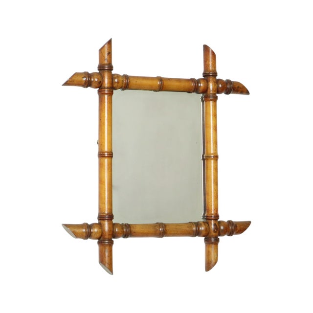 Antique French Faux Bamboo Mirror, 1890s For Sale - Image 5 of 14
