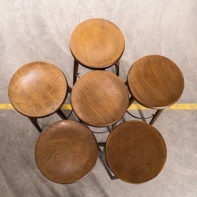 1960s Bar Stools with Metal Ring, 1960s, Set of 6 For Sale - Image 5 of 11