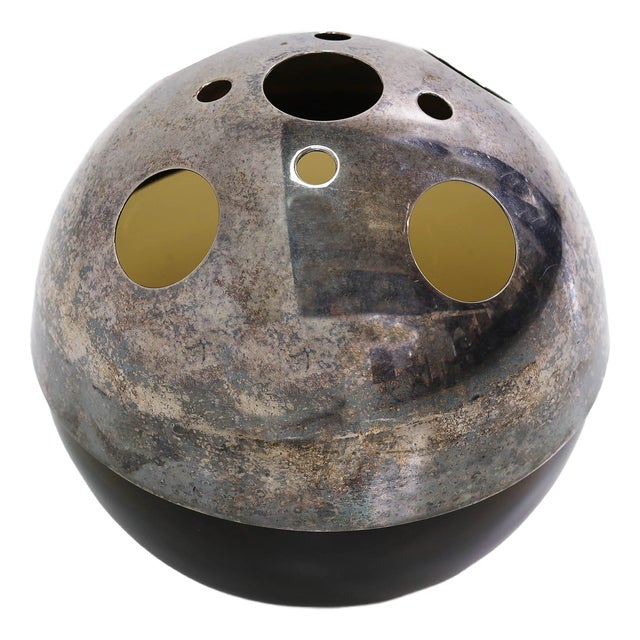 Italian Space Age Silver-Plated Ball Vase in the style of Gio Ponti, 1968 For Sale