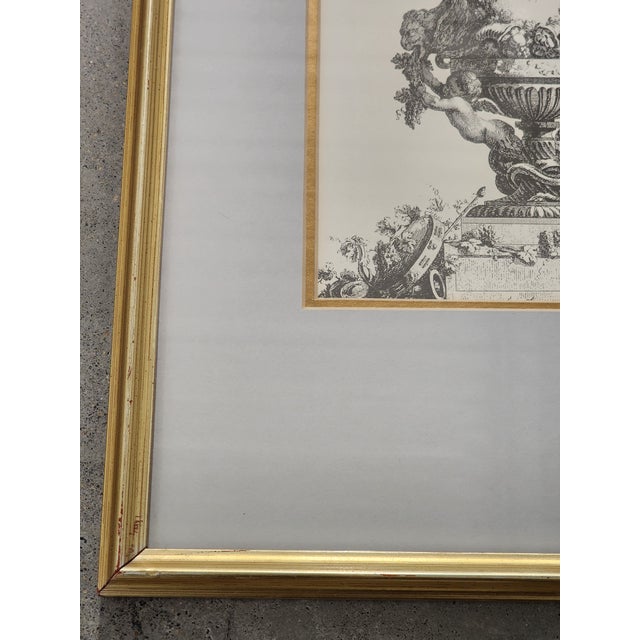 Vintage French Rococo Style 18th Century French Vase Etching by Jacques François Joseph Saly For Sale - Image 9 of 10