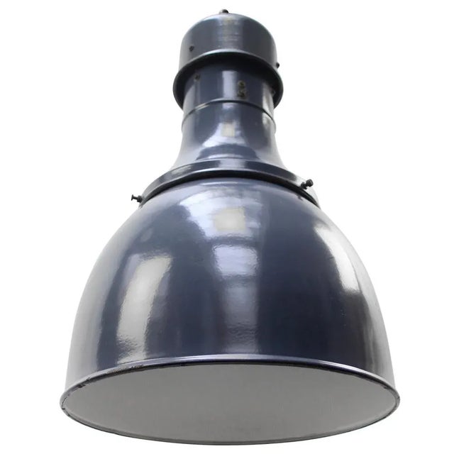 Industrial Vintage Industrial Blue Enamel Factory Pendant Light For Sale - Image 3 of 5